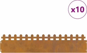 vidaXL Περιγράμματα γκαζόν 10 pcs Σκ rusty 103 x 0,05 x 22 εκ