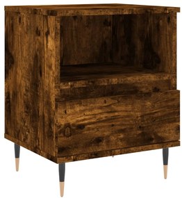 vidaXL Κομοδίνα 2 τεμ. Καπνιστή Δρυς 40 x 35 x 50 εκ. Επεξεργ. Ξύλο