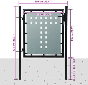 vidaXL Πόρτα με Μονή Πόρτα Μαύρη 100x75 εκ.
