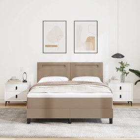 vidaXL Κρεβάτι Box Spring με Στρώμα σε Καπουτσίνο - 140 x 200 εκ, Συνθετικό Δέρμα.