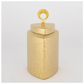 Βάζο Με Καπάκι Κεραμικό Χρυσό 14.5x14.5x28cm 752-20114 Estheti-752-20114-Χρυσό 752-20114