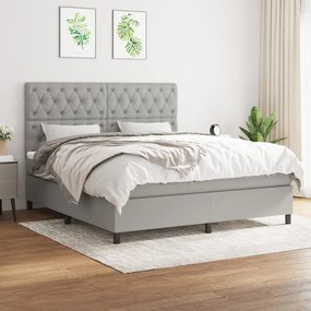 vidaXL Κρεβάτι Boxspring με Στρώμα Αν. Πράσινο 160x200εκ Υφασμάτινο