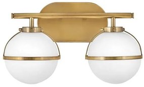 Απλίκα Φωτιστικό Μπάνιου 2xE14 Οπάλ Γυαλί IP44 Hollis Elstead Lighting-HK-HOLLIS2-O-HB-BATH-Ορείχαλκος HK-HOLLIS2-O-HB-BATH