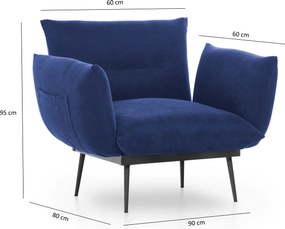 Πολυθρόνα Σκούρο Μπλε JAX SOLO 80x90x95