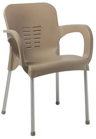LARA-II Πολυθρόνα Dining Στοιβαζόμενη, ALU Silver, PP Tortora 60x59x81cm Ε306,91
