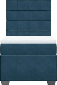 vidaXL Κρεβάτι Boxspring με Στρώμα Μπλε 100x200 εκ. Βελούδινο