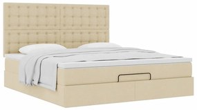 vidaXL Οθωμανικό κρεβάτι με στρώμα Cream 180x200cm ύφασμα