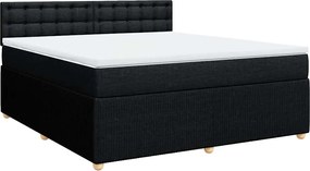 vidaXL Κρεβάτι Boxspring με Στρώμα Μαύρο 180x200 εκ. Υφασμάτινο