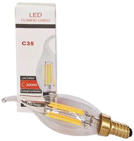 Artekko Filament Candle Λάμπα LED Κερί C35 4W 2700K 220-240V E12 Clear (3.5x3.5x11.5)cm