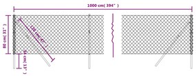 vidaXL Συρματόπλεγμα Περίφραξης Ασημί 0,8 x 10 μ.