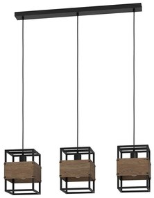 Φωτιστικό Οροφής - Ράγα Evesham 43805 89,5x19,5x110cm 3xE27 40W Black-Brown Eglo Steel,Wood