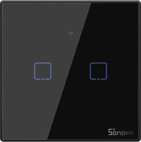 SONOFF smart διακόπτης ΤΧ-T3EU2C, αφής, Wi-Fi, διπλός, μαύρος