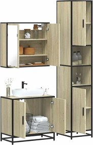 vidaXL Σετ Επίπλων Μπάνιου 3 Τεμαχίων Sonoma Δρυς Επεξεργασμένο Ξύλο