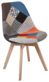 Καρέκλα MARTIN PP, Ύφασμα Patchwork (Ξύλινο πόδι) 49x57x82cm (Σετ 4 ΤΕΜ)