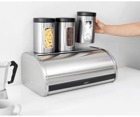 Κουτί ψωμιού Brabantia Roll Top 646890, 16 l, 44,5x26 cm, Ελαφριά και ανθεκτική κατασκευή, Inox/Matte