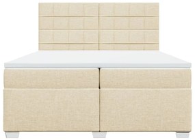 vidaXL Κρεβάτι Boxspring με Στρώμα Κρεμ 200x200 εκ. Υφασμάτινο