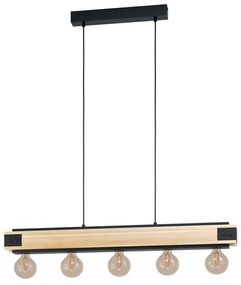 Φωτιστικό Οροφής-Ράγα 'Layham' 43468 Black-Brown Eglo Metal,Wood