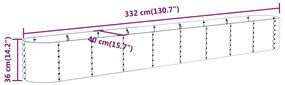 vidaXL Ζαρντινιέρα Γκρι 332x40x36 εκ. Γαλβανισμένος χάλυβας