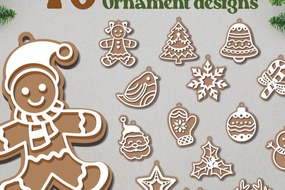 Σετ των 3 Intra απο ξύλο plywood 3mm-4mm πάχος Χριστουγεννιάτικο στολίδι με μελόψωμο Δίασταση 8x8 cm INTRAFABR-81728515