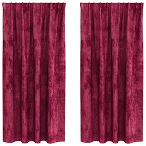 vidaXL Κουρτίνα με κουρτίνες 2 pcs Μπορντό 175 x 140 εκ. Βελούδο