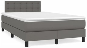 vidaXL Κρεβάτι Boxspring με Στρώμα Γκρι 120x200εκ. από Συνθετικό Δέρμα