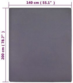 vidaXL Σεντόνι Με Λάστιχο Ανθρακί 140 x 200 εκ. Βαμβακερό Ζέρσεϊ