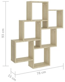 Ράφι Κύβος Τοίχου Sonoma Δρυς 78 x 15 x 93 εκ. από Επεξ. Ξύλο - Καφέ