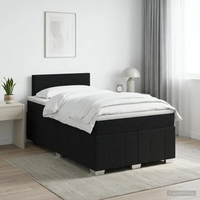 vidaXL Κρεβάτι box spring με στρώμα Μαύρο 120 x 200 cm Ύφασμα
