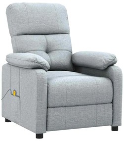 vidaXL Πολυθρόνα Μασάζ Ανοιχτό Γκρι Υφασμάτινη