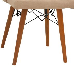 Καρέκλα Elif μπεζ ύφασμα-καρυδί πόδι 46x50x97εκ 45x50x97 εκ.