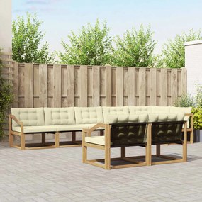 vidaXL Σειρά Καναπέ Εξωτερικού με μαξιλάρι 8 pcs Λευκό και Κρεμ