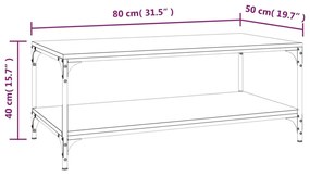 Τραπεζάκι Σαλονιού Καφέ Δρυς 80x50x40 εκ. Επεξεργασμένο Ξύλο - Καφέ