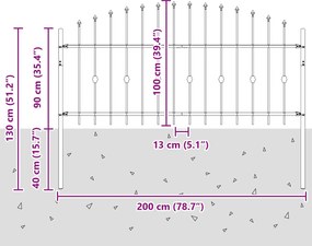 vidaXL Φράχτης με Σπίθες ASTEN 200 x 130 εκ Μαύρο