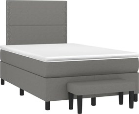 vidaXL Κρεβάτι Boxspring με Στρώμα Σκούρο Γκρι 120x190 εκ Υφασμάτινο