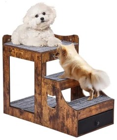 VEVOR Pet Bunk Bed with Stairs Dog/Cat Window Perch with Storage Indoor Brown