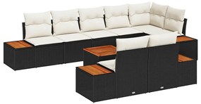 vidaXL Σετ Καναπέ Κήπου με μαξιλάρι 9 pcs Μαύρο Πολυ ράταν