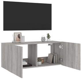vidaXL Έπιπλο Τοίχου Τηλεόρασης με LED Γκρι Sonoma 100x35x41 εκ.