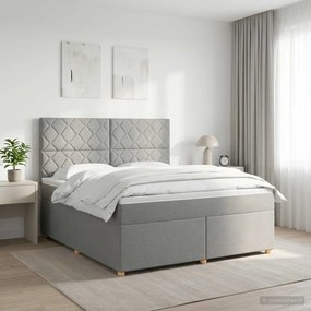 vidaXL Κρεβάτι box spring με στρώμα Ανοιχτό γκρι 180 x 200 cm Ύφασμα