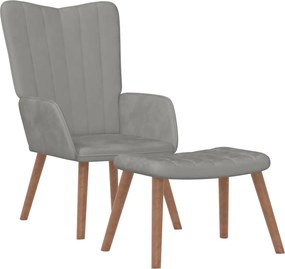 vidaXL Πολυθρόνα Relax Ανοιχτό Γκρι Βελούδινη με Σκαμπό