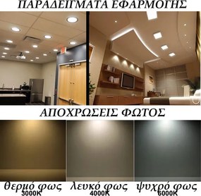 Led panel SLIM χωνευτό λευκό Φ225 ισχύος 18W 3000Κ θερμό φως δέσμης 120° 1710lm 30000h