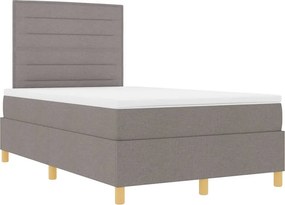 vidaXL LED Κρεβάτι με βάθρο με στρώμα Taupe 120 x 190 cm ύφασμα