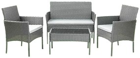 Σαλόνι κήπου Calma σετ 4τμχ rattan γκρι-ύφασμα μπεζ