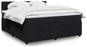 vidaXL Κρεβάτι Boxspring με Στρώμα Μαύρο 180x200 εκ. Βελούδινο