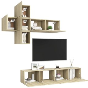 vidaXL Έπιπλα Τηλεόρασης Σετ 7 Τεμαχίων Sonoma Δρυς από Επεξ. Ξύλο