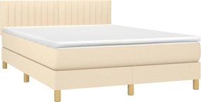 vidaXL Κρεβάτι Boxspring με Στρώμα Κρεμ 140x190 εκ. Υφασμάτινο