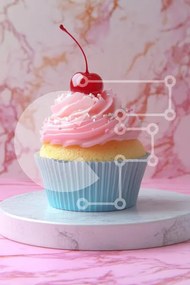 Intra Συλλεκτικό Ξύλινο Παζλ Plywood 4mm - Νόστιμο Cupcake Pink Frosted με Κεράσι Σε Ξύλινο Κουτί - Διαστάσεις: 10x10 cm – 25 κομμάτια