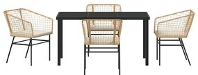vidaXL Σέτ φαγητού για κήπο 5 pcs Καφέ συνθετικό ρατάν