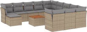 vidaXL Patio Sofa Set 11-θέσια Μίξη μπεζ και ανοιχτό γκρι