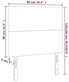 vidaXL Κεφαλάρι Κρεβατιού LED Ανοιχτό Γκρι 90x5x118/128 εκ. Βελούδινο