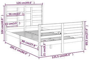 vidaXL Σκελετός Κρεβατιού Χωρίς Στρώμα 120x200 εκ Μασίφ Ξύλο